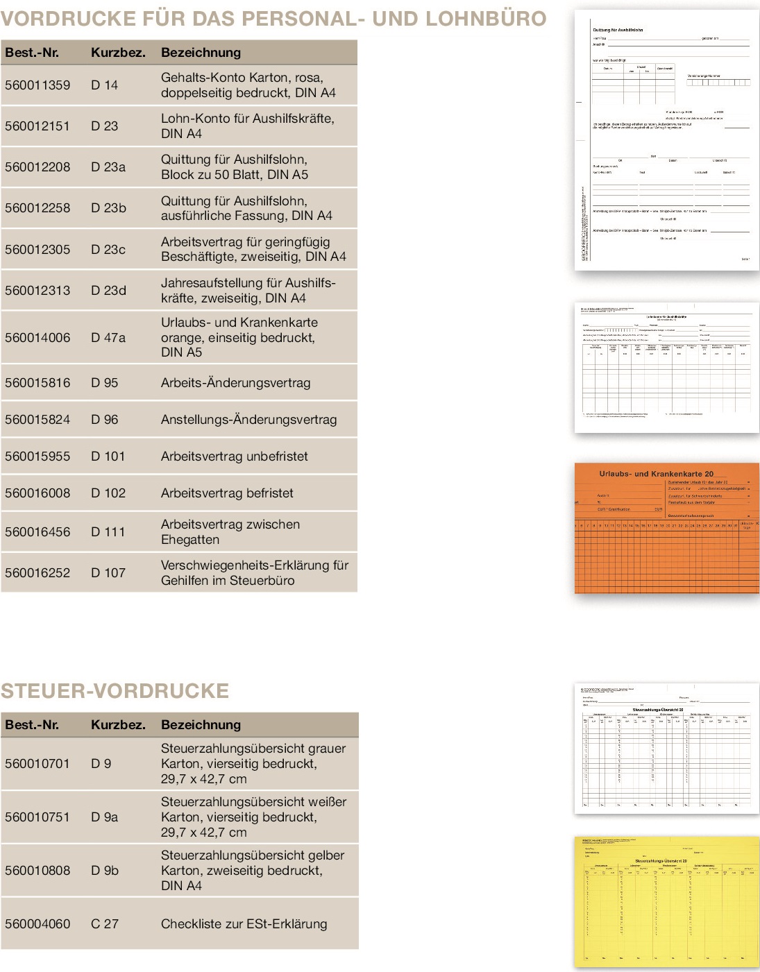 Steuerformulare