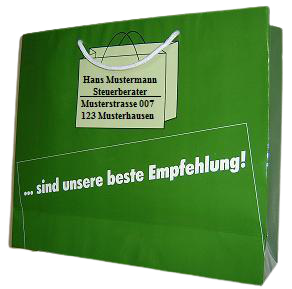 Tragetasche / Papiertragetasche / Luxus-Papier-Tragetasche OM 70 mit Firmeneindruck / Luxus Papiertragetaschen / Steuerberater